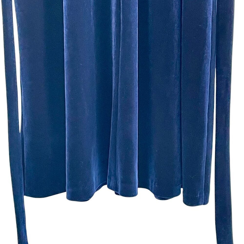 Ali & Jay Navy Velvet Faux Wrap Tie Waist Midi Dress Adjustable Straps L - Picture 13 of 16